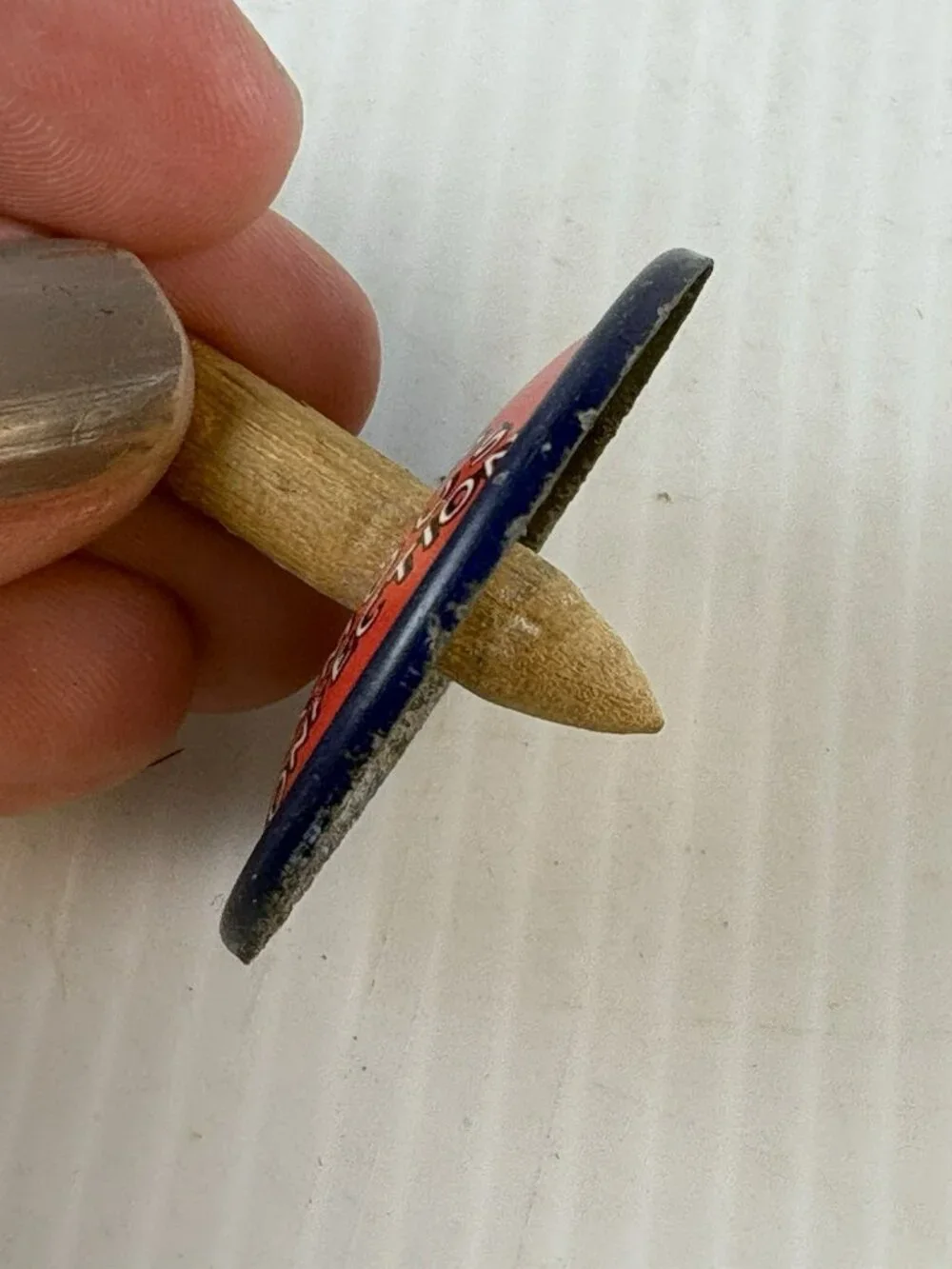 Antique 1920s Cracker Jack Tin Litho Spin Top Toy, 1.5in, Excellent Condition